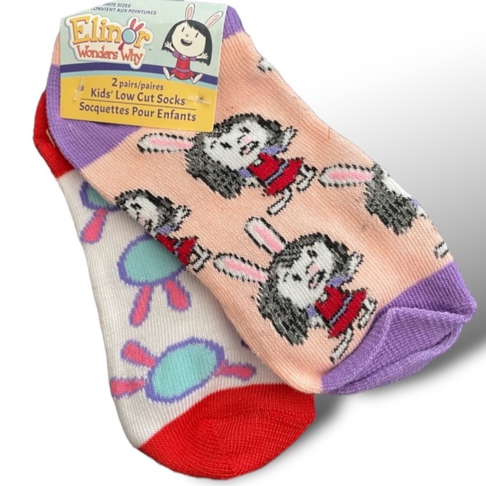 PBS Kids 2Pair Low Cut Socks Elinor Wonders Why  Shoe Size 7-2 girl kids